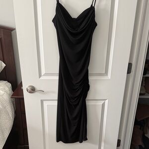 Steve Madden Black Cowl Neck Midi Slip Dress